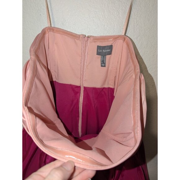 Liv Foster Women's 12 Pink Magenta Strapless Ruched Bubble Hem Dress - Picture 11 of 14